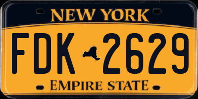 NY license plate FDK2629
