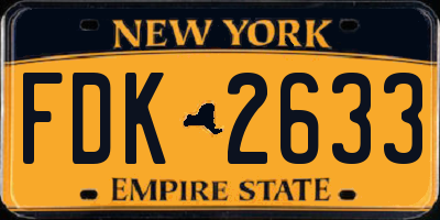 NY license plate FDK2633