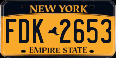 NY license plate FDK2653