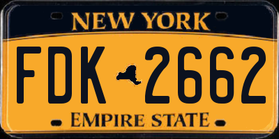 NY license plate FDK2662