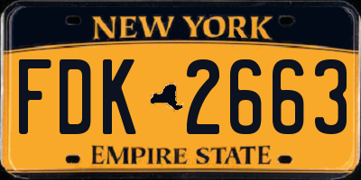 NY license plate FDK2663