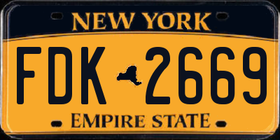 NY license plate FDK2669