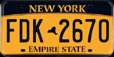 NY license plate FDK2670