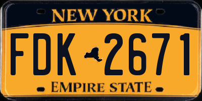 NY license plate FDK2671