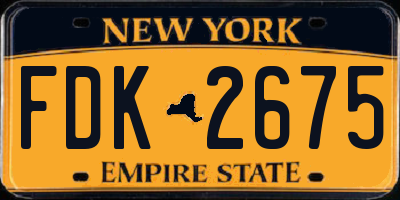 NY license plate FDK2675
