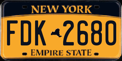 NY license plate FDK2680