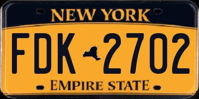 NY license plate FDK2702