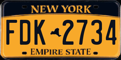 NY license plate FDK2734