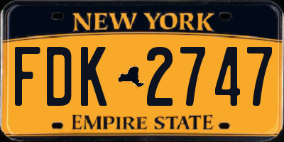 NY license plate FDK2747