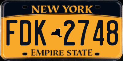 NY license plate FDK2748