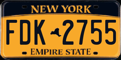 NY license plate FDK2755