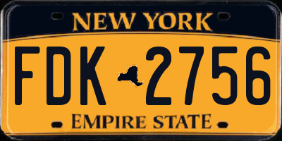 NY license plate FDK2756