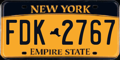 NY license plate FDK2767