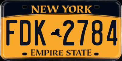 NY license plate FDK2784