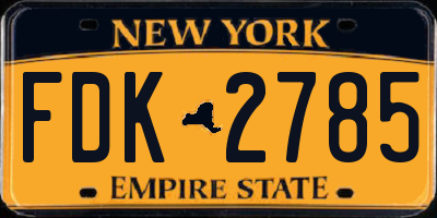 NY license plate FDK2785