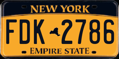 NY license plate FDK2786