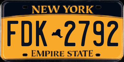 NY license plate FDK2792