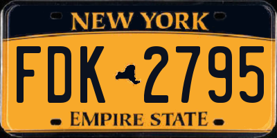 NY license plate FDK2795