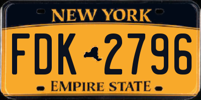 NY license plate FDK2796