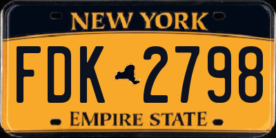 NY license plate FDK2798