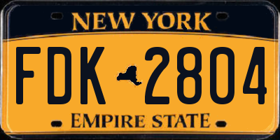 NY license plate FDK2804