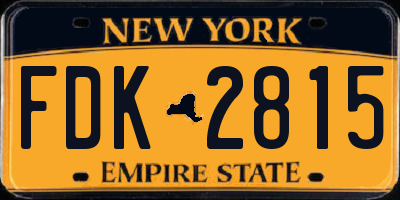 NY license plate FDK2815