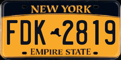NY license plate FDK2819