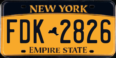 NY license plate FDK2826