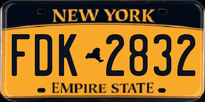 NY license plate FDK2832