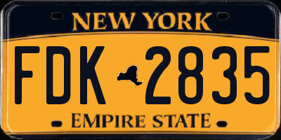 NY license plate FDK2835