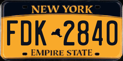 NY license plate FDK2840