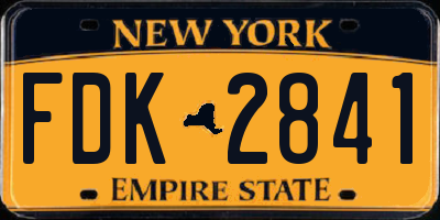 NY license plate FDK2841