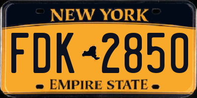 NY license plate FDK2850