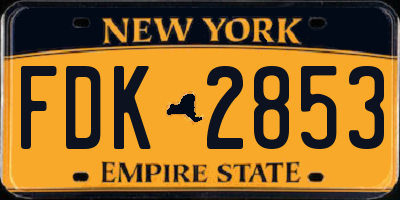 NY license plate FDK2853