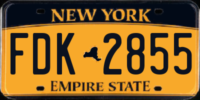 NY license plate FDK2855