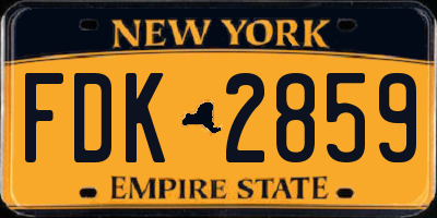 NY license plate FDK2859