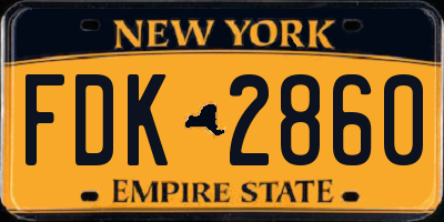 NY license plate FDK2860