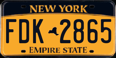 NY license plate FDK2865