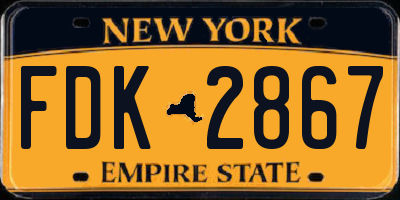 NY license plate FDK2867