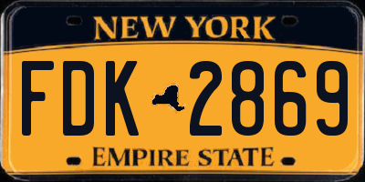 NY license plate FDK2869