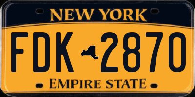 NY license plate FDK2870
