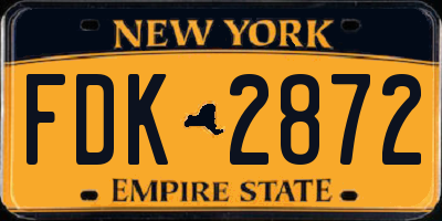 NY license plate FDK2872