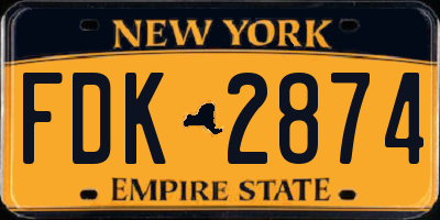 NY license plate FDK2874