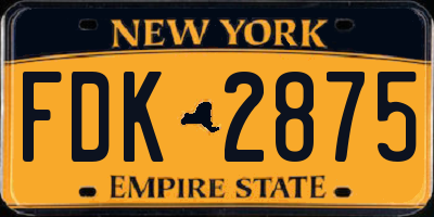 NY license plate FDK2875