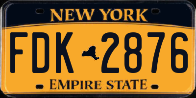 NY license plate FDK2876