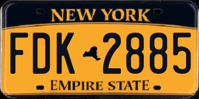 NY license plate FDK2885