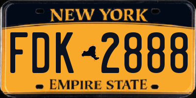 NY license plate FDK2888