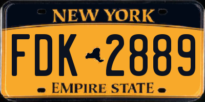 NY license plate FDK2889