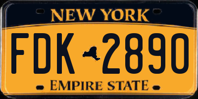 NY license plate FDK2890