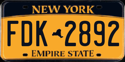 NY license plate FDK2892